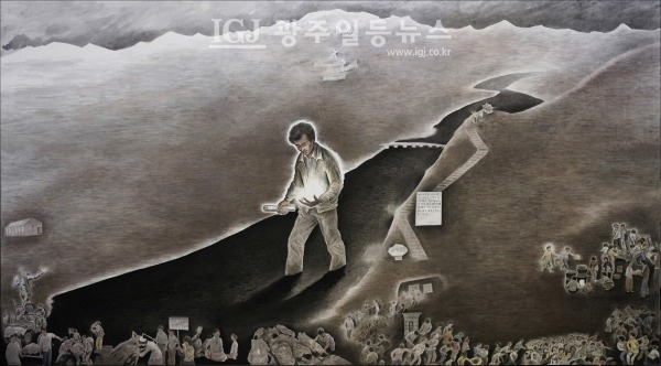 광천- 죽음을 각오하다. 200x366 한지수묵담채 2021